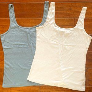 AEROPOSTALE Ribbed Tank Top Lot 2 GREY & BLUSH Women's Size Large Blue Label Y2K
